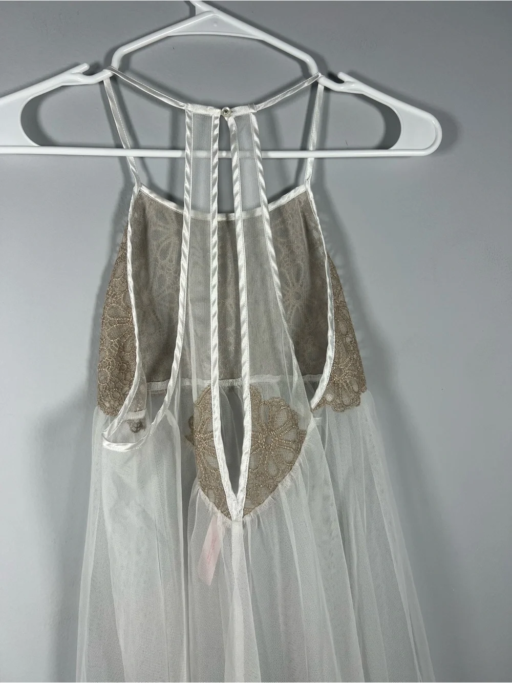 Victoria’s Secret Mesh Floral Crochet Top Chemise Lingerie Small